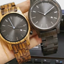 Relógio de madeira de luxo antigo masculino miyota 2115 movimento de quartzo