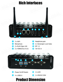 Mini PC Industrial Fanless, Intel I5 8260U 16GB DDR4 256GB SSD wifi, 2 x HDOne de 2.0), 1 x DP 1.2